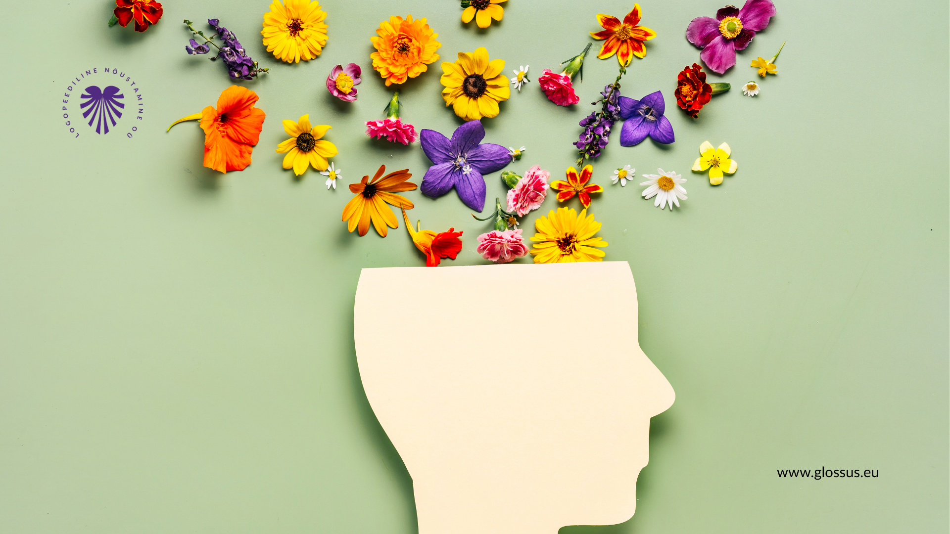 pea kujutis, kust aju kohal on lilleõied